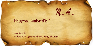 Migra Ambró névjegykártya